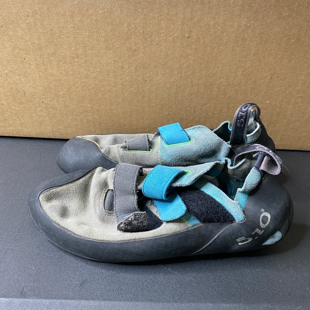Five Ten Rogue Climbing Shoes Mens 10.5 Blue Gray Suede Hook Loop Made in USA